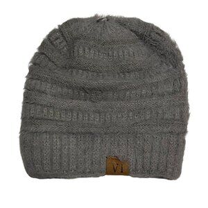 Vi Womens Winter Hat Fuzzy Warm Gray